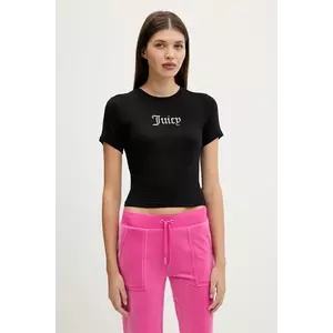Juicy Couture tricou SHEER FITTED TEE culoarea negru, JCWCT225301 imagine