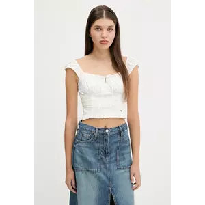 Tommy Jeans bluză din bumbac culoarea alb, uni, DW0DW20985 imagine