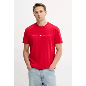 Tommy Jeans tricou din bumbac culoarea roșu, cu imprimeu, DM0DM21911 imagine