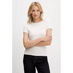Tommy Jeans tricou din bumbac culoarea bej, DW0DW21164 imagine