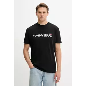Tommy Jeans tricou din bumbac culoarea negru, cu imprimeu, DM0DM21585 imagine