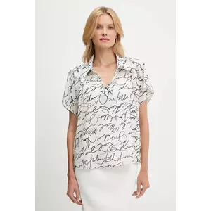 Karl Lagerfeld bluză din bumbac culoarea bej, cu imprimeu, A3W11039 imagine