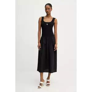 Karl Lagerfeld rochie culoarea negru, midi, evazați, A3W13037 imagine