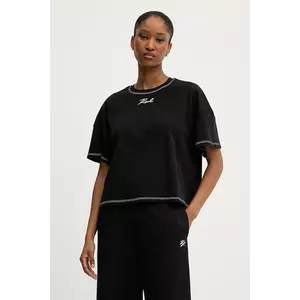 Karl Lagerfeld tricou din bumbac culoarea negru, A3W17019 imagine