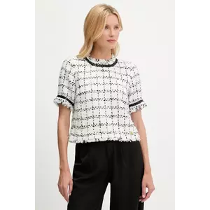 Karl Lagerfeld bluză din amestec de lână culoarea alb, cu imprimeu, A3W11028 imagine