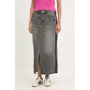 adidas Originals fustă jeans Denim Long Skirt culoarea gri, maxi, drept, JW2659 imagine