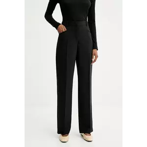 BOSS pantaloni de lână culoarea negru, lat, medium waist, 50546613 imagine