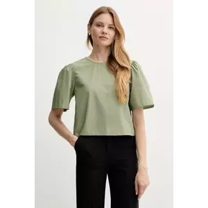 United Colors of Benetton bluză din bumbac culoarea verde, uni, 5AC7DQ0BP imagine