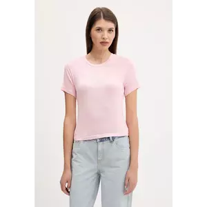 Juicy Couture tricou SHEER FITTED TEE culoarea roz, JCWCT225301 imagine