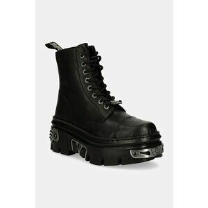 New Rock bocanci de piele CRUST NEGRO + REACTOR NEGRO femei, culoarea negru, cu platforma, M-WALL083CCT-S12 imagine