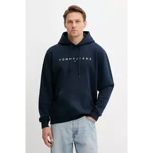 Tommy Jeans bluză culoarea bej, cu glugă, cu imprimeu, DM0DM20746 imagine