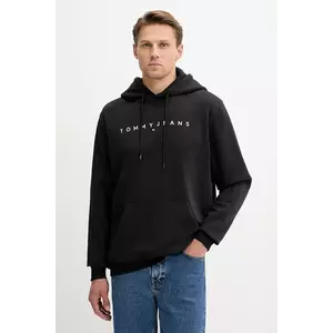 Tommy Jeans bluză culoarea bej, cu glugă, cu imprimeu, DM0DM20746 imagine