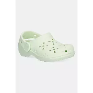 Crocs papuci CLASSIC FLORAL CUT OUT CLOG KIDS culoarea verde, 210944 imagine