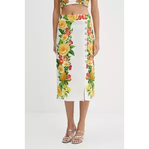 Farm Rio fustă din in culoarea alb, midi, drept, 335736 imagine