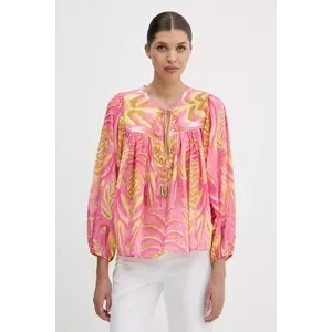 Farm Rio bluză din bumbac culoarea roz, cu imprimeu, 336600 imagine