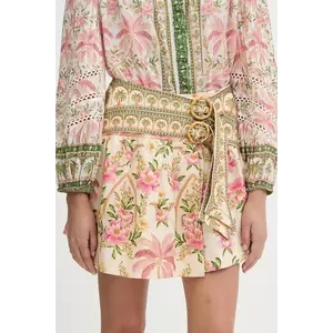 Farm Rio fustă din in culoarea bej, mini, evazați, 335744 imagine