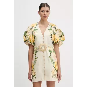 Farm Rio rochie din in culoarea bej, mini, evazați, 335753 imagine