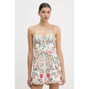 Farm Rio salopetă din in culoarea alb, cu decolteu in v, 336136 imagine