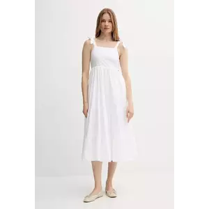 Pepe Jeans rochie culoarea alb, midi, evazați, PL953749 imagine