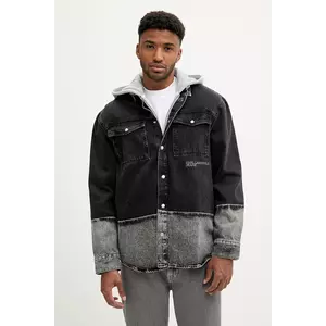 Karl Lagerfeld Jeans cămașă jeans culoarea negru, cu guler clasic, relaxed, A3M16003 imagine