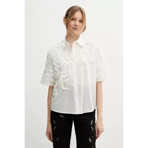 Sisley cămașă din bumbac culoarea alb, cu guler clasic, relaxed, 5KKPLQ09B imagine