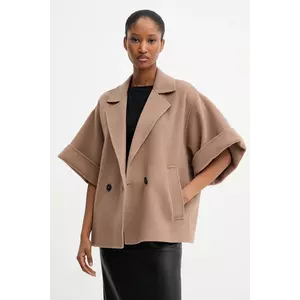 Weekend Max Mara palton de lână PERA culoarea maro, de tranziție, oversize, 2525086021600 imagine