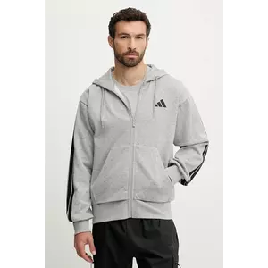 adidas bluză Essentials culoarea gri, cu glugă, cu imprimeu, JD1865 imagine