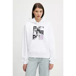Karl Lagerfeld Jeans hanorac de bumbac culoarea alb, cu glugă, cu imprimeu, A3W20042 imagine