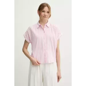 United Colors of Benetton cămașă din amestec de in culoarea roz, cu guler clasic, relaxed, 58I5DQ08M imagine