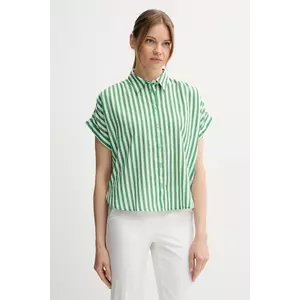 United Colors of Benetton cămașă din amestec de in culoarea verde, cu guler clasic, relaxed, 58I5DQ08M imagine