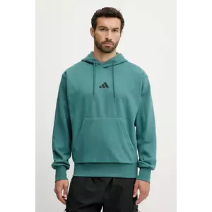 adidas bluză Feelcozy culoarea turcoaz, cu glugă, cu imprimeu, KB7650 imagine