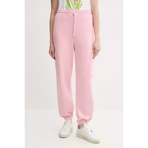 United Colors of Benetton pantaloni de trening din bumbac culoarea roz, uni, 39BLDF01B imagine