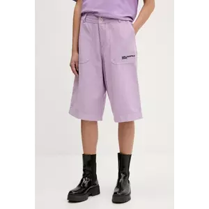 Karl Lagerfeld Jeans pantaloni scurți jeans culoarea violet, uni, high waist, A3W10127 imagine