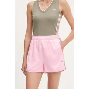 adidas Originals pantaloni scurți Shorts culoarea roz, cu imprimeu, high waist, KD2282 imagine
