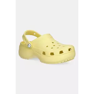 Crocs papuci Classic Platform Pearl Clog culoarea galben, cu platforma, 211231 imagine