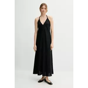 United Colors of Benetton rochie din in culoarea negru, maxi, evazati, 4AGHDV0BF imagine