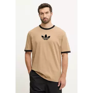 adidas Originals tricou din bumbac Oversize Tee culoarea maro, cu imprimeu, JX1516 imagine