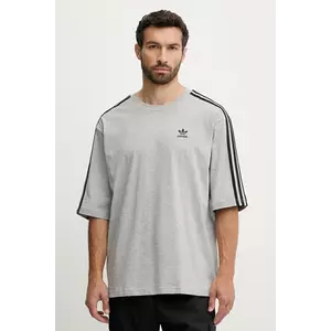 adidas Originals tricou din bumbac Oversize Tee culoarea gri, cu imprimeu, JY1395 imagine