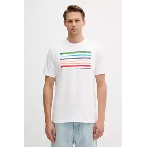 United Colors of Benetton tricou din bumbac culoarea alb, cu imprimeu, 3BL0U10AG imagine