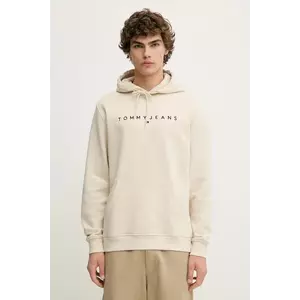 Tommy Jeans bluză culoarea bej, cu glugă, cu imprimeu, DM0DM20746 imagine