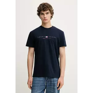 Tommy Jeans tricou din bumbac culoarea bleumarin, cu imprimeu, DM0DM21911 imagine