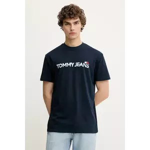 Tommy Jeans tricou din bumbac culoarea bleumarin, cu imprimeu, DM0DM21585 imagine