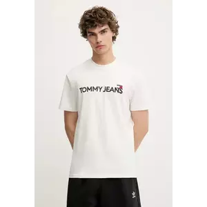 Tommy Jeans tricou din bumbac culoarea alb, cu imprimeu, DM0DM21585 imagine