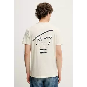 Tommy Jeans tricou din bumbac culoarea bej, cu imprimeu, DM0DM21934 imagine