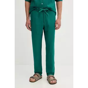 United Colors of Benetton pantaloni din in culoarea bleumarin, mulată, 4AGHUF00M imagine