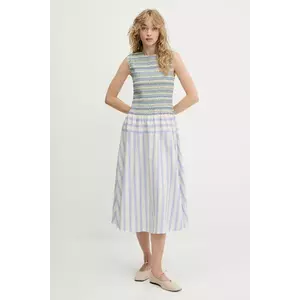 Stine Goya rochie din bumbac culoarea bej, midi, evazați, SG-PF25-D126-2367 imagine