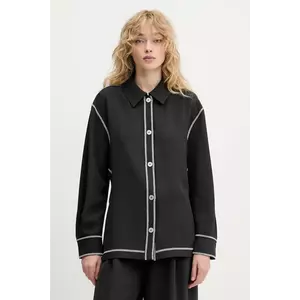 Stine Goya cămașă culoarea negru, cu guler clasic, regular, SG-PF25-S029-2369 imagine