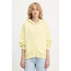 American Vintage bluză culoarea galben, cu glugă, uni, YTI03AE25 imagine