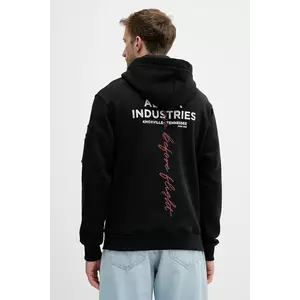Alpha Industries bluză culoarea negru, cu glugă, cu imprimeu, 148341.03 imagine