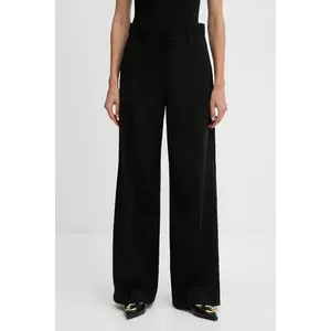 Weekend Max Mara pantaloni de lână VISIVO culoarea negru, drept, high waist, 2525136031600 imagine